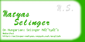 matyas selinger business card
